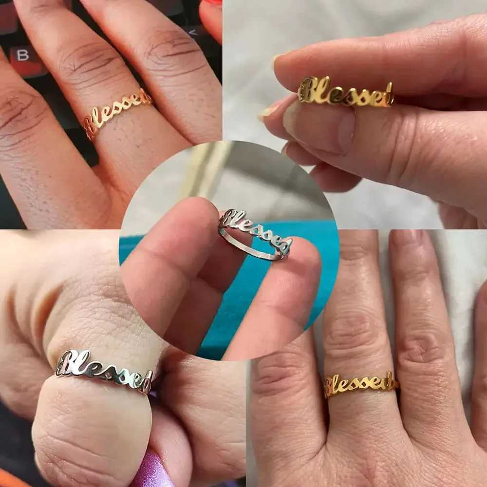 COOLTIME Custom Letters Ring Stainless Steel Fashion Personalized Couple Ring for Women Men Jewelry Wedding Gift Wholesale W250606