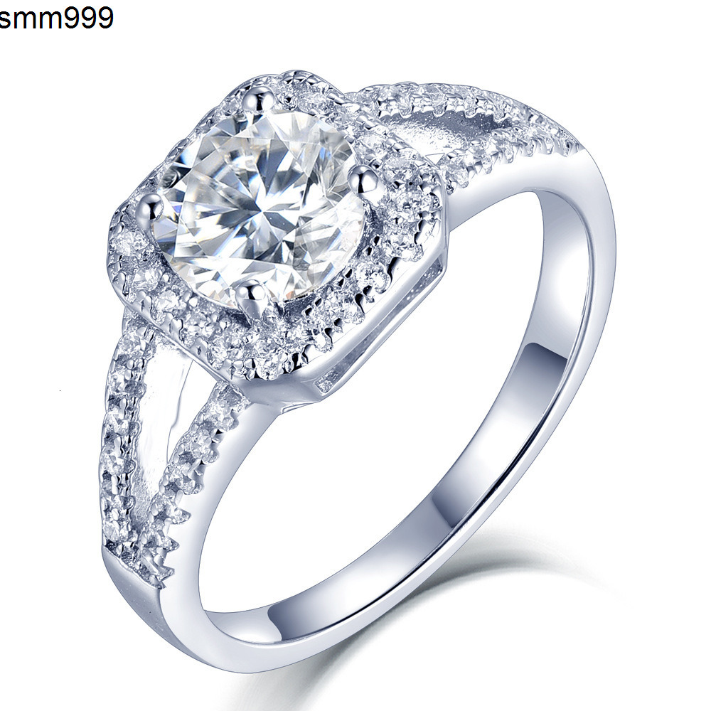 D-Grade High-Brightness Moissanite S925 Sterling Silver Inlaid Mosan Diamond Ring Ladies Moissanite Rings