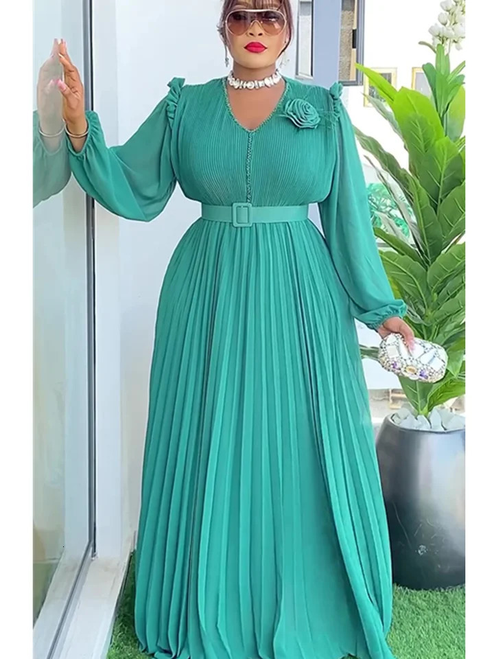 Plus Size African Party Dresses for Women Fashion Dashiki Ankara Wedding Evening Gown Elegant Turkey Muslim Maxi Dress 250603