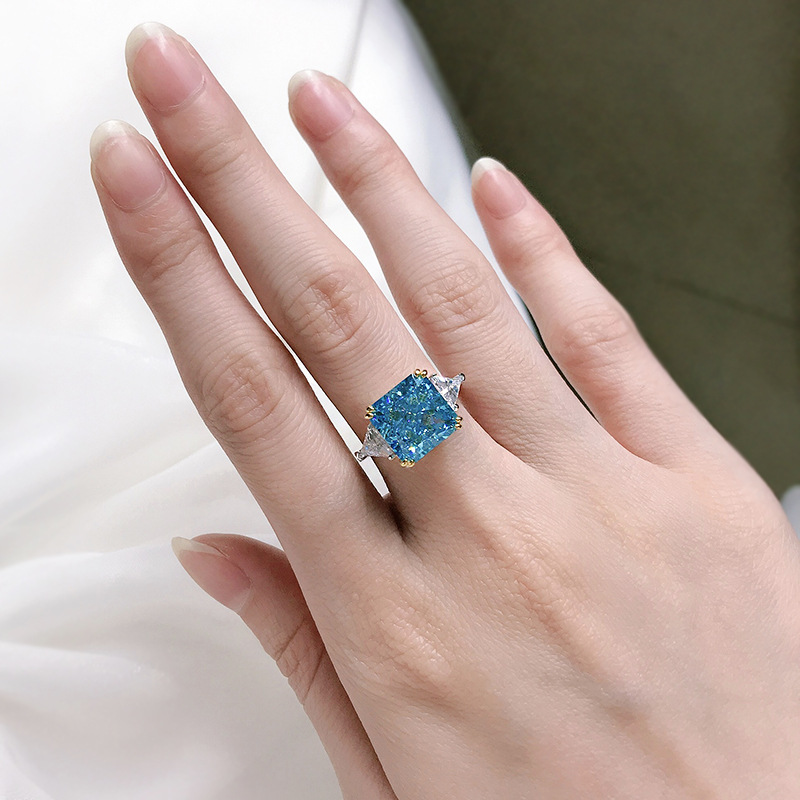 2025 Elegant Sparkling Jewelry Genuine 100% S925 Sterling Silver Ice Cut Multicolor Moissanite Diamond Eternity Party Designer Lady Aquamarine Wedding
