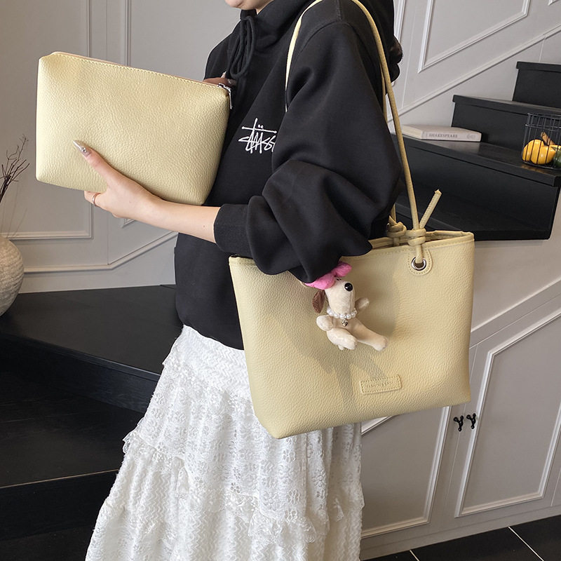 designer Korean Style Lychee Pattern Handbag Underarm Bag for Women 2025 New Fashion Tote Bag Simple Versatile Shoulder Crossbody Bag