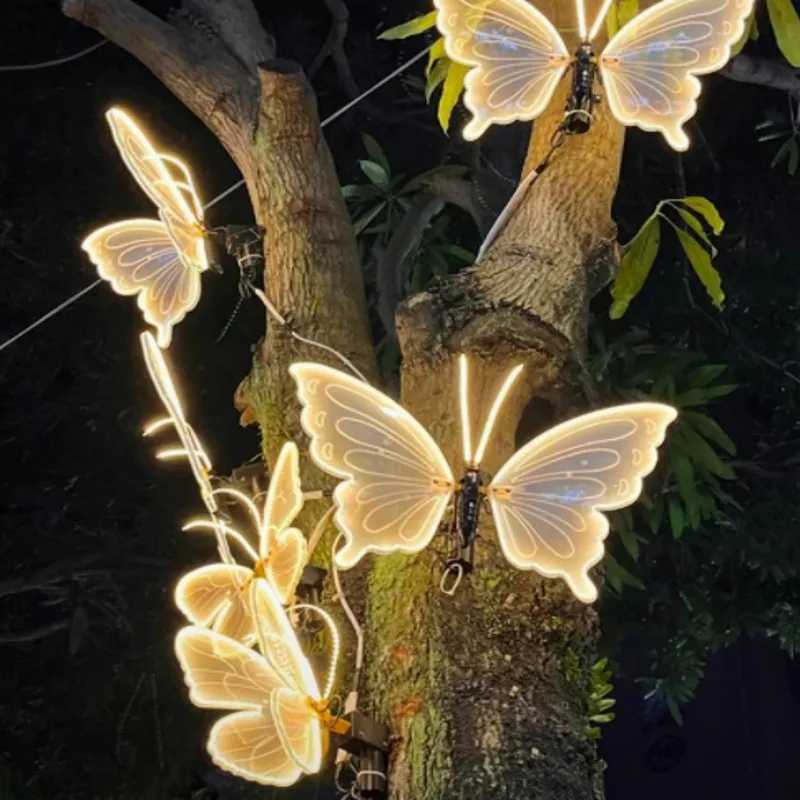 LED Outdoor Luminous Butterfly Lamp Wedding Decoration Vacation Party Garden Courtyard Christmas Decoration Lighting FixturesXJ250606