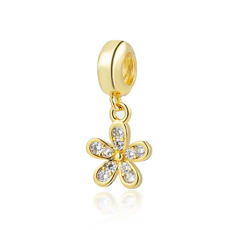 Sparkling Gold Security Chain Clip Daisy Bow Sun Moon Hearts Charm Beads Fit Original European 925 Silver Bracelet DIY Jewelry XJ250607