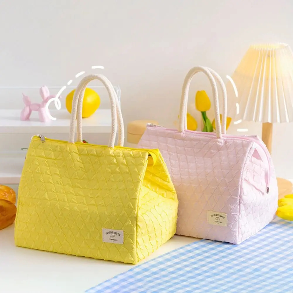 Portable Oxford Cloth Canvas Handbag Insulated Keep Warm Cold Lunch Bags Reusable Large-capacity Small Tote Bag Office Worker 250606