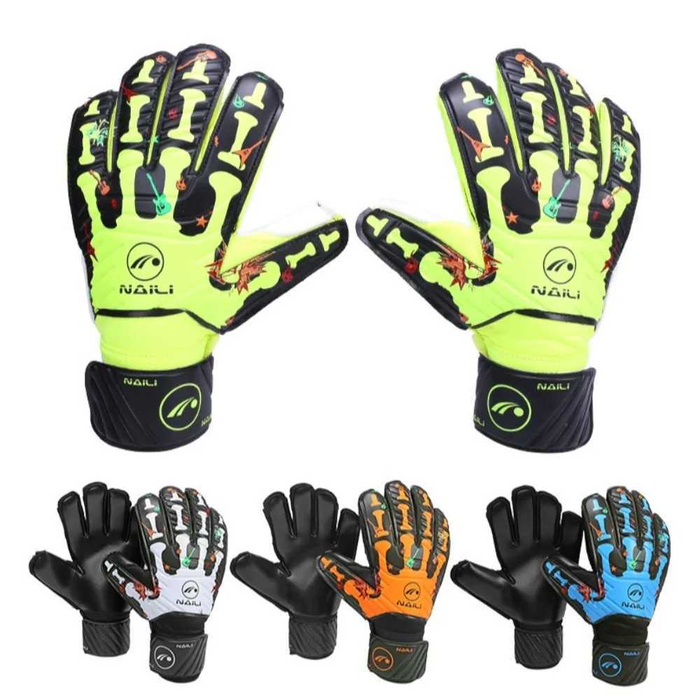 Anti Slip Goalkeeper Gloves Latex Thickened Kids Football Goalie Gloves Adjustable Protective Fingers Game Goalkeeper Gloves XJ250606