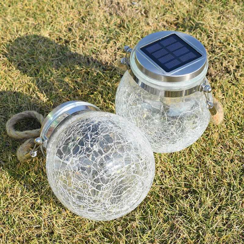 Solar Cracked Glass Jar Lamp IP65 Waterproof 30LED Warm White Colorful Lights Outdoor String Lights for Garden Patio Yard Tree W250607