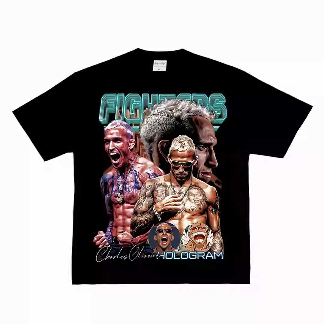 Charles Oliveira Boxing Fighting T-Shirt Men Summer Fashion Trend Short Sleeve Loose and Comfortable Cotton Mens and Womens Top X250607