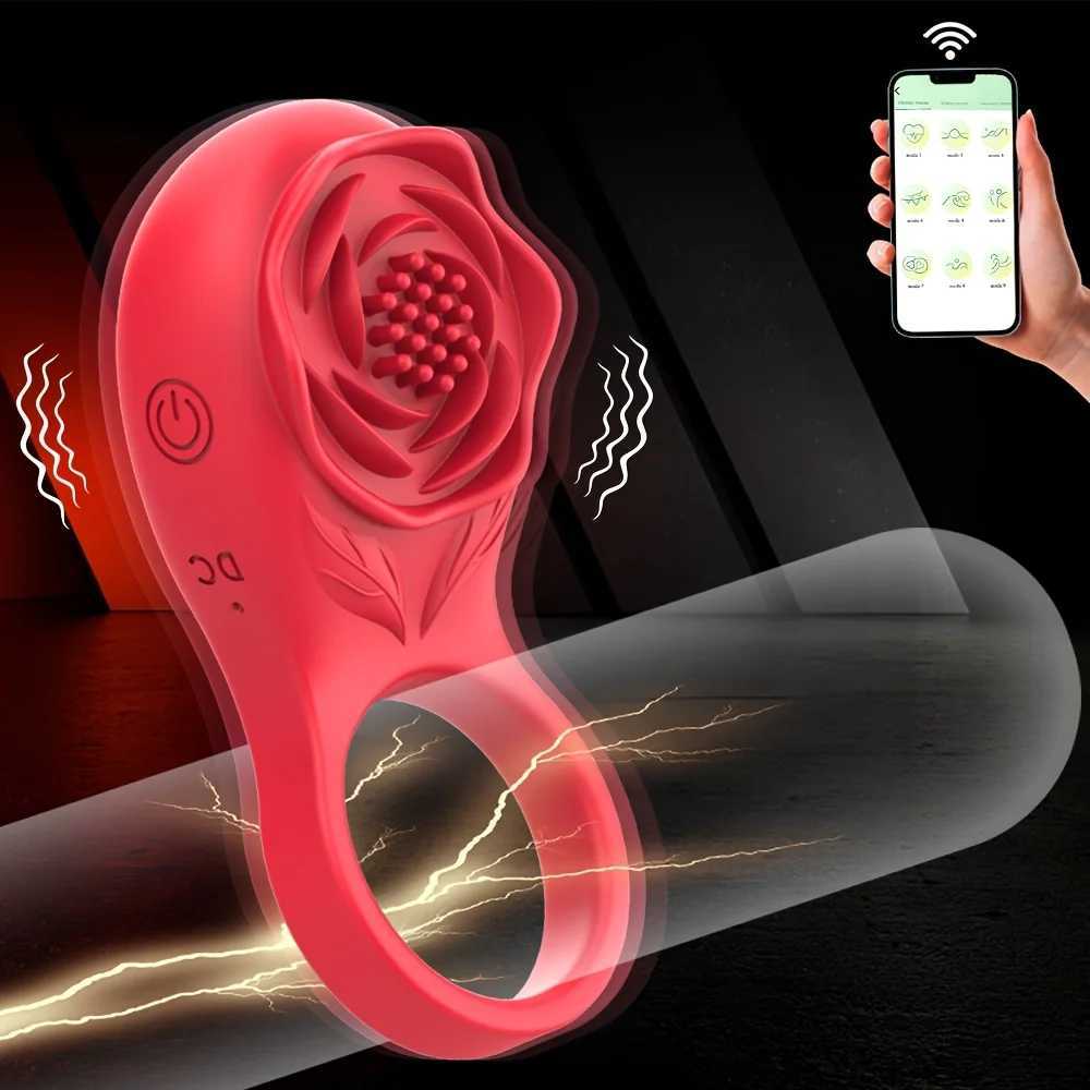 Vibrating Cock Ring Vibrator Rose Penis Ring with Clit Stimulator Intimate Sex Toys Long Lasting Stronger Vibrators Ring for MenXJ250607