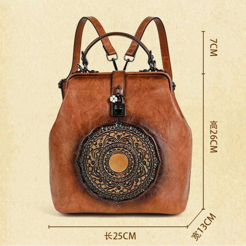 MOTAORA Vintage Emed Leather Backpack Women Anti-Theft Bag with Adjustable Strap, Purse for Travel & Daily Use