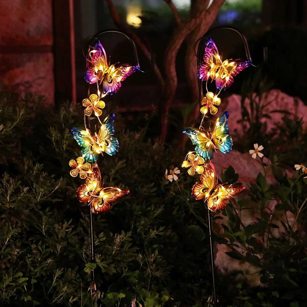 LED Courtyard Solar Landscape Butterfly Lamp Bee Lawn Outdoor Garden Plug-in Pole Iron Art Decorative LightXJ250606