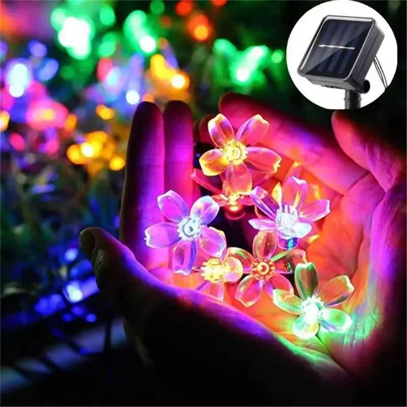LED Solar Cherry Blossom Light String Decor Garden Summer Holiday Garland Fairy Light Wedding Party Decoration Outdoor Lamp XJ250606