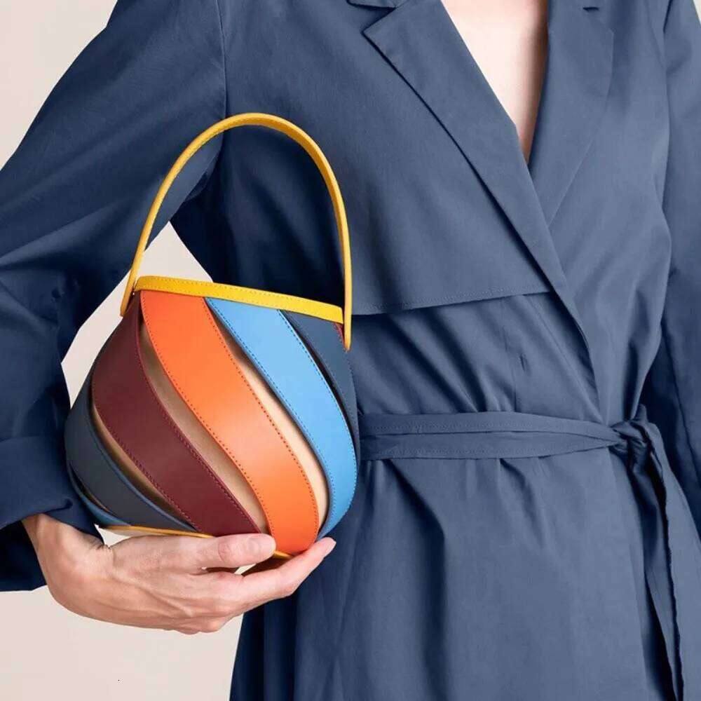 New Multicolor Geometric Ing Cylinder Women's Handbag Niche Design Fashionable Textured Evening Bag