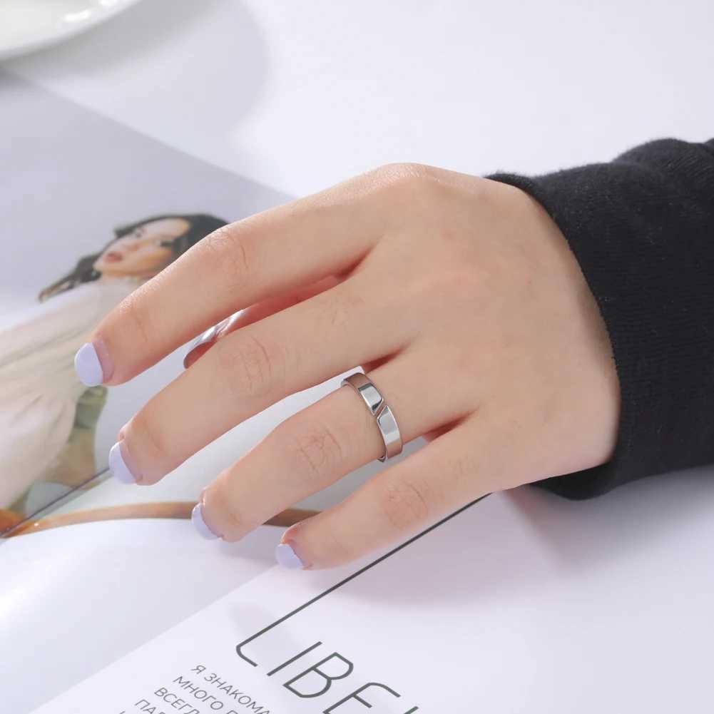 COOLTIME Kpop Minimalist Couple Rings Stainless Steel Silver Color Open Ring Women Men Fashion Jewelry Wedding Gift Wholesale W250606