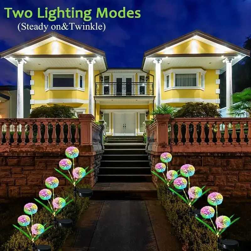 Solar 3-Head Dandelion LED Lawn Lights 2 Modes Decoration Lights Ideal Outdoor Landscape Lights for Garden Yards Lawns Walkways W250607