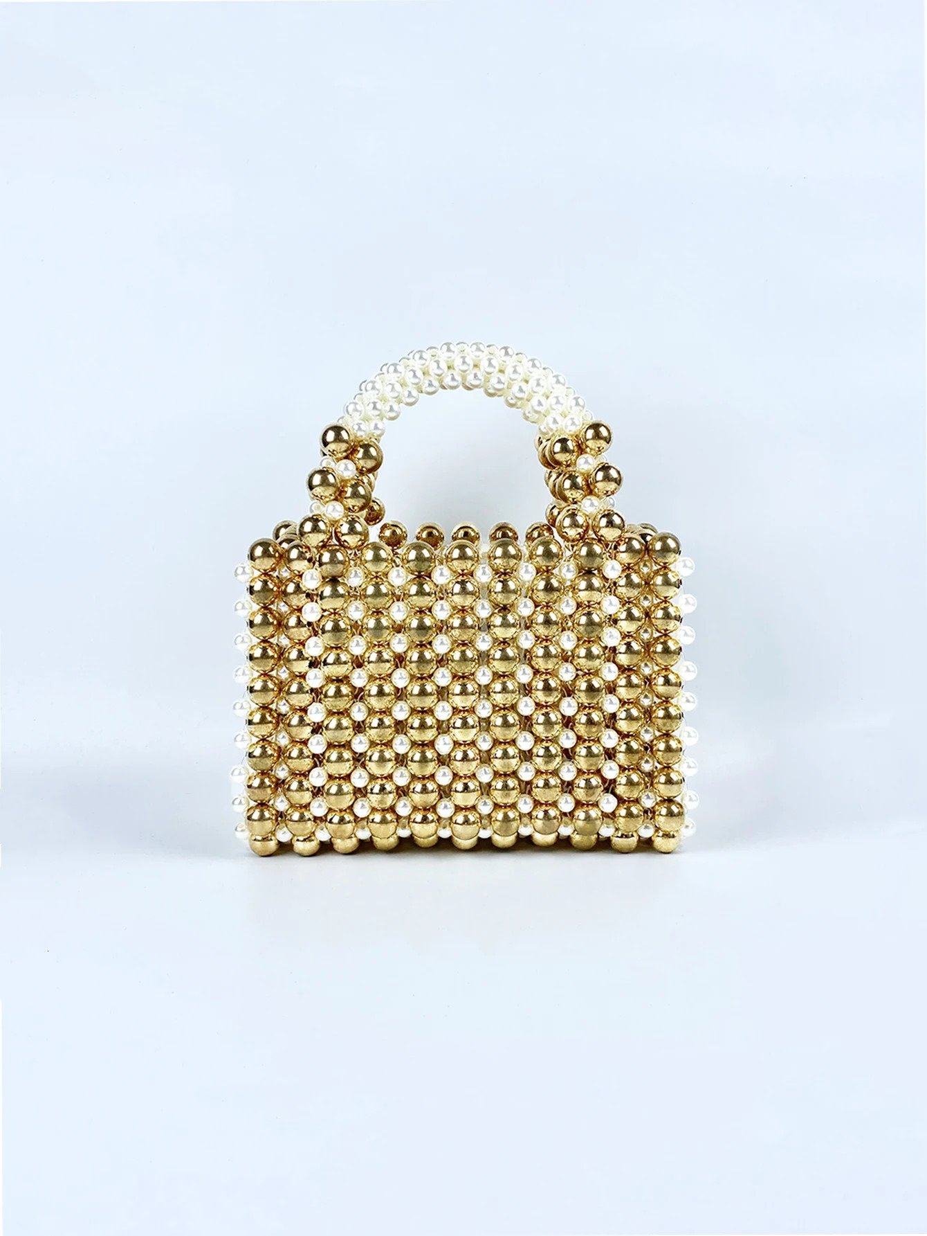 Advanced mobile phone bag with gold round beads acrylic handheld beaded handmade womens bag fashionable casual dinner bag 250606