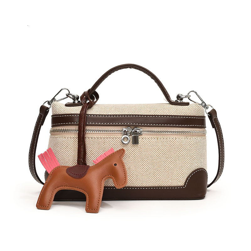 designer Canvas Box Bag Women's Bag 2025 New Fashion Trendy Handbag Casual Versatile Crossbody Shoulder Bag