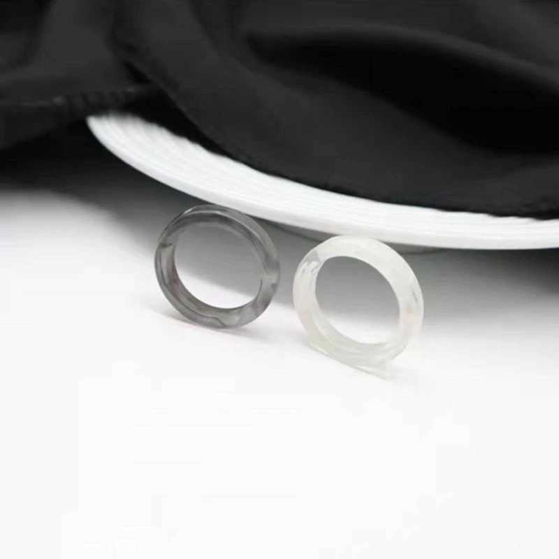 2Pcs Resin Rings Tiny Aesthetic Acrylic Ring Women Teen Girl Cute Stackable Ring Statement Jewelry Ornament Ring Gift W250606