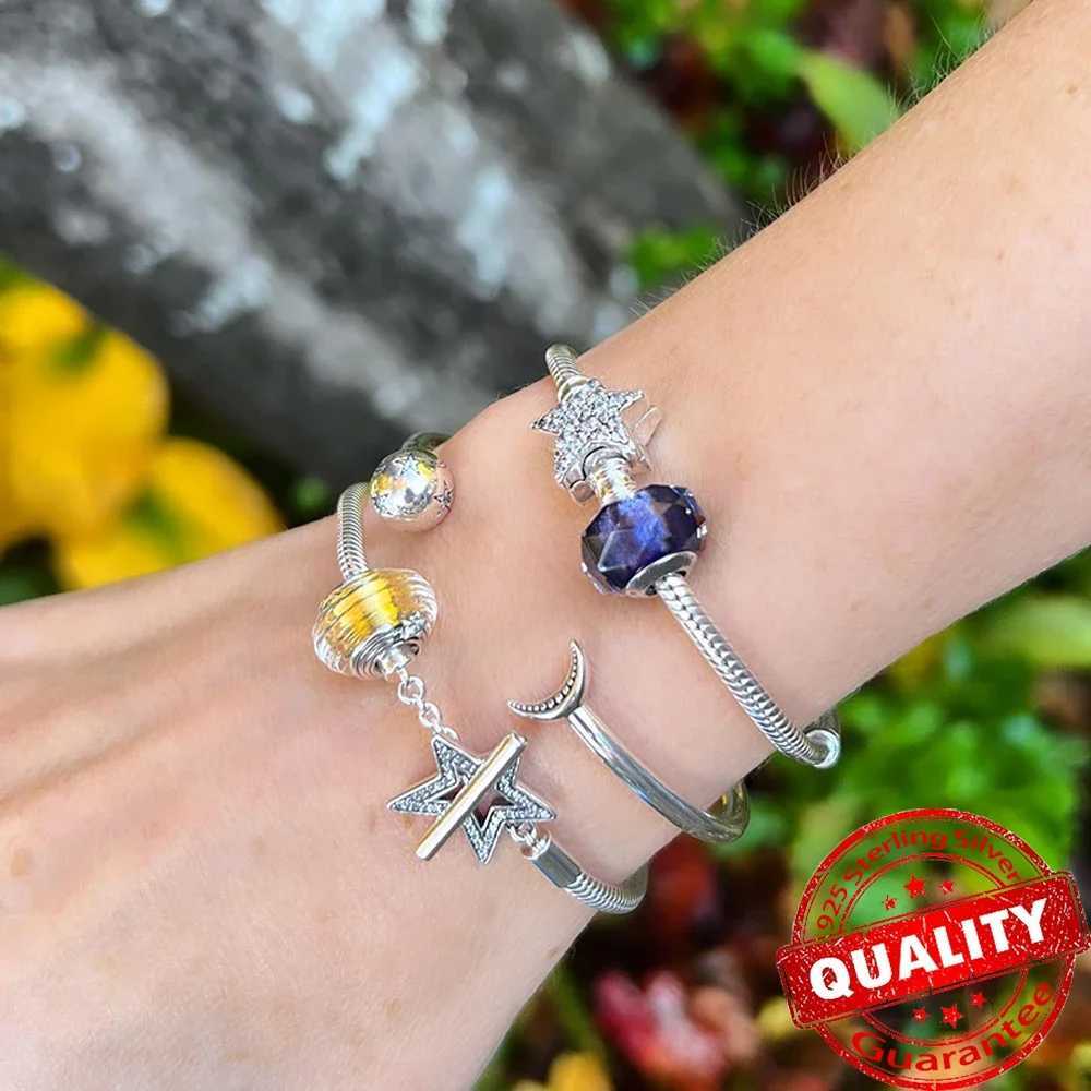 Genuine 925 Sterling Silver Murano Colored Glass Beads Feather Charm Fit Moment Bracelet Girls Fine Jewelry Gifts XJ250607