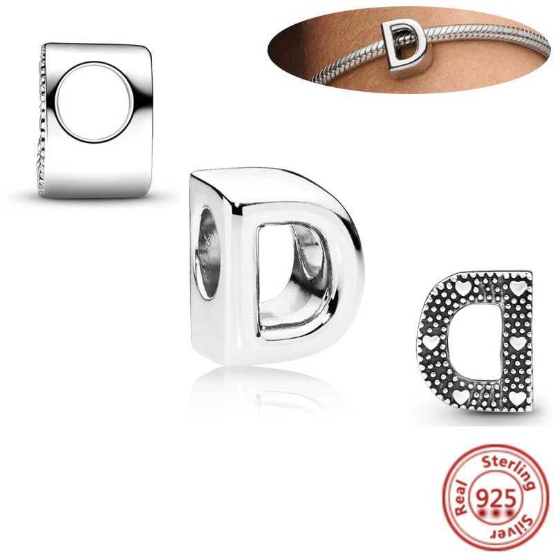 Real 925 Sterling Silver Letter Alphabet A to Z 26 Beads Fit Original Pantaro Charms Bracelet Women DIY Jewelry AccoriesXJ250607
