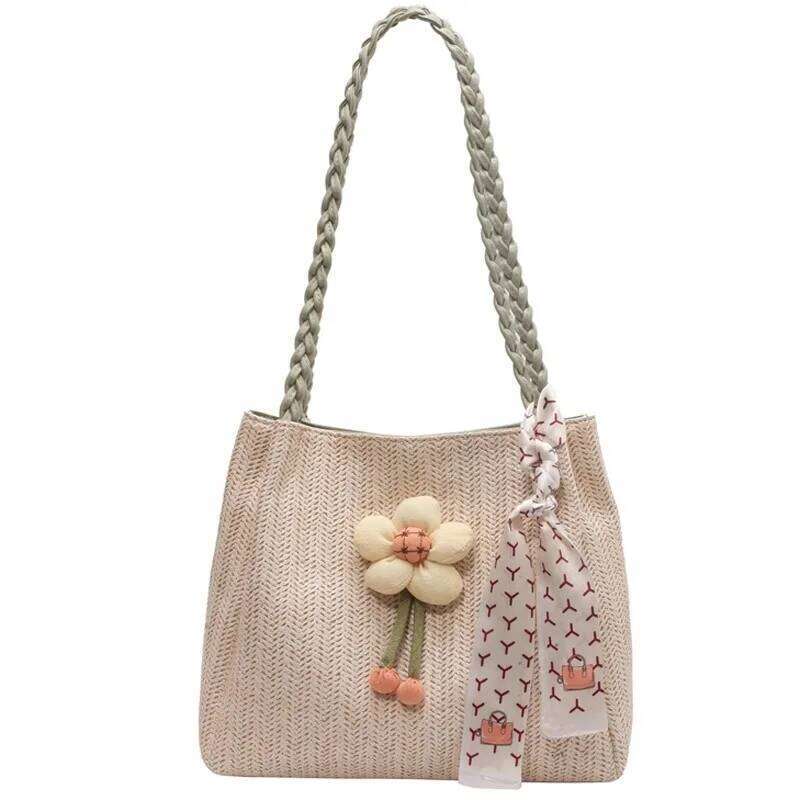 Niche Woven Bucket New Class Commuter Tote Women Large Capacity Temperament Holiday Shoulder Vintage Korean Straw Bag
