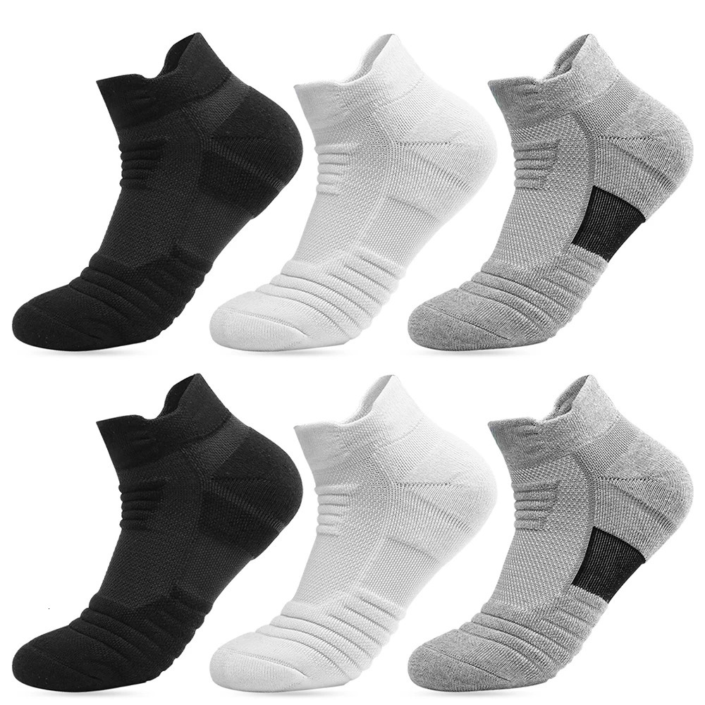 3 pairs marathon compress short socks black Outdoor fitness Towel bottom sole Breathable absorbent ankle man gift 250527