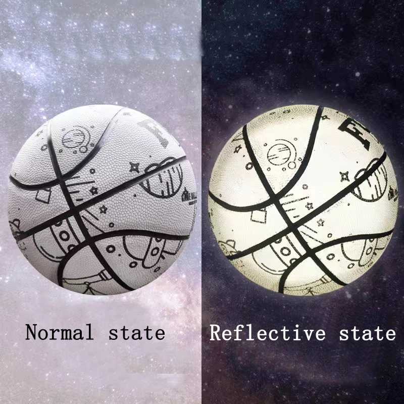 2023 New Luminous Glow Basketball Size 7 Man Holographic Reflection Cool Basketball Street Balls Free Gifts XJ250606