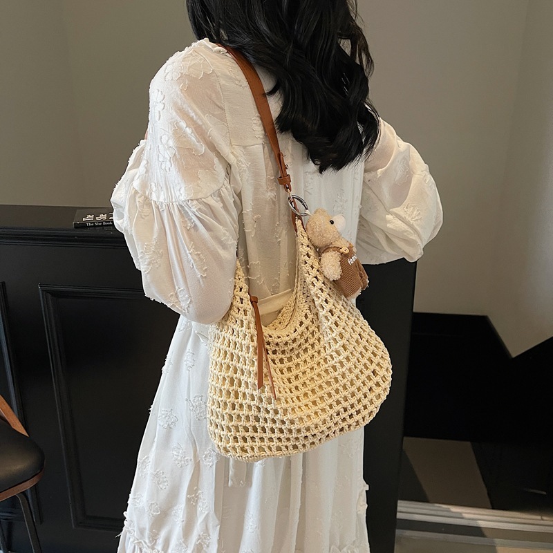 designer Cross-border Lazy Tote Bag Summer 2025 New Niche High-end Woven Bag Beach Handbag Shoulder Bag for Wo