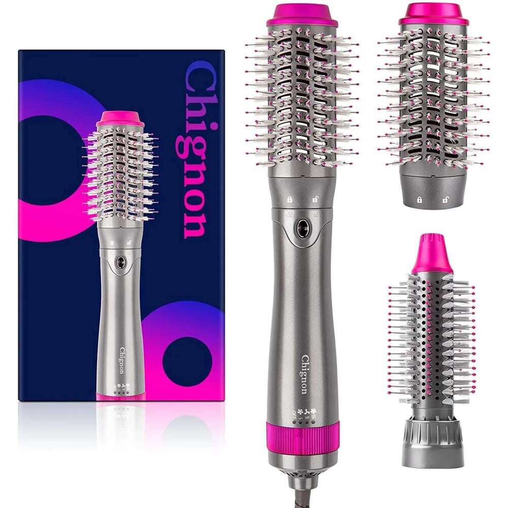 3Th With Interchangeable Head Hair Straightener Curler Comb Brush One Step Styler And Volumizer Ion Blow Dryer