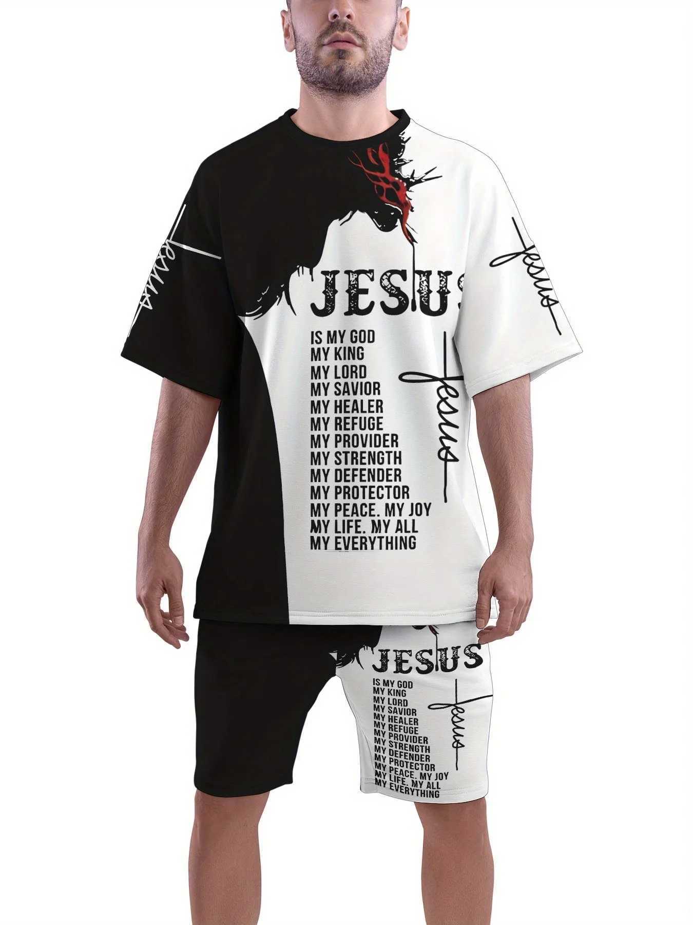 Summer 2025 New Mens Fashion Set 3D Printed Casual Daily Wear Polyester Fiber Breathable and Quick-Drying W250609