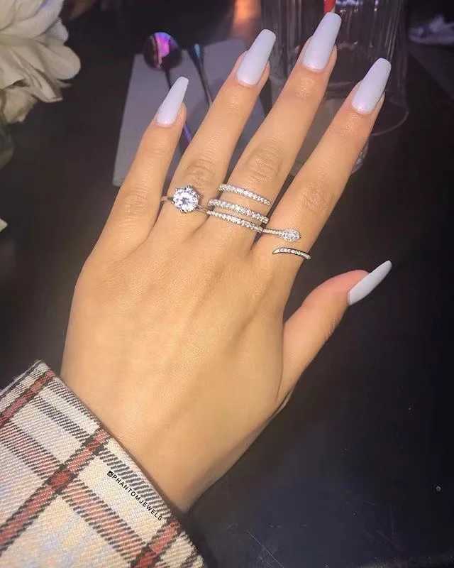 925 Sterling Silver Ring Set with Zircon Crystal Rings for Womens Glamour Jewelry Engagement Wedding Gifts XJ250606