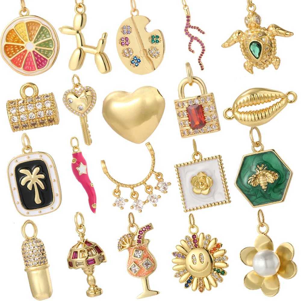 Key Lock rs Charms for Jewelry Making Supplies Dijes Heart animal bag Pendant Gold Color Diy Earring Bracelet Necklacees XJ250607