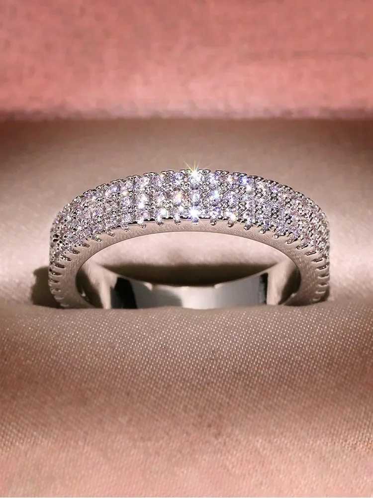 925 Sterling Silver Full Zircon Shining Classic Ring For Women Engagement Wedding Anniversary Fashion High Quality Fine Jewelry XJ250606