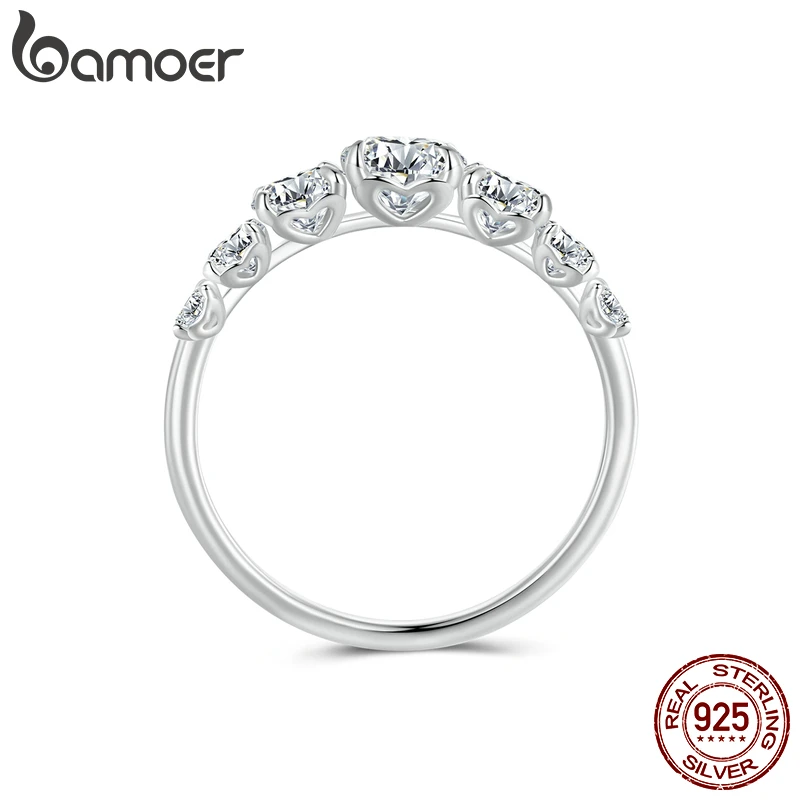 Bamoer D Color VVS1 EX Moissanite Ring Delicate Lab Diamond Ring 925 Sterling Silver for Women Engagement Wedding Jewelry Special Occasions