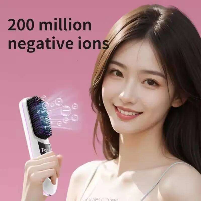 Electric LCD Usb Ceramic Heating Straight Hair Wireless 160-200C° Mini Dryer Hot Comb Straightener Anti-Scaldbrush