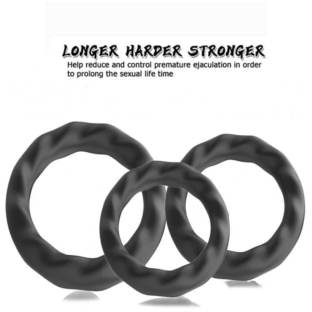 3PCS Cock Rings Penis Enlargement Durable Silicone Penis Ring Sex Toys for Adults Men Male Delay Ejaculation Scrotum Lock Ring XJ250607