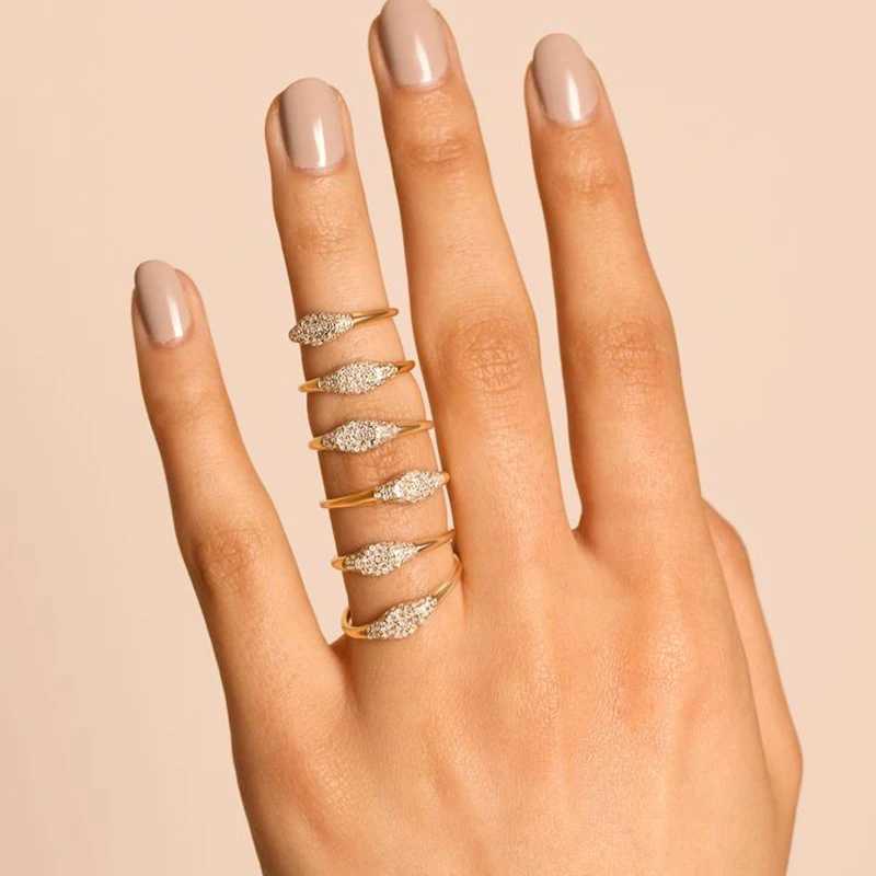 Trend Stacking Matching Rings For Women Gold Color Crystal Zircon Ring For Teen Girls Korean Fashion Jewelry Accessories R725 W250606