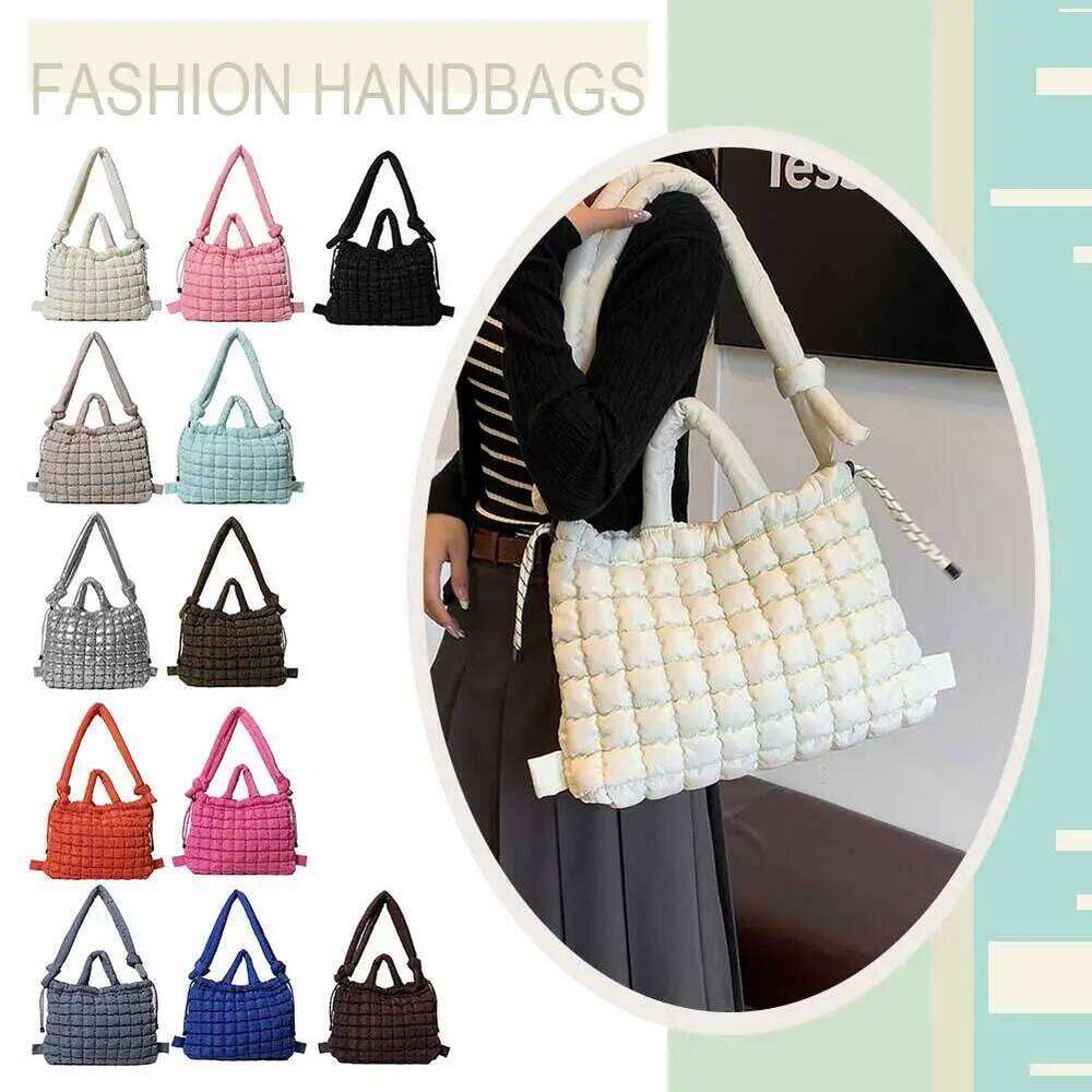 Padding Shoulder Women Adjustable Strap Puffy Handbag Multi-Pockets Crossbody Bag Satchel Purse for Work Travel
