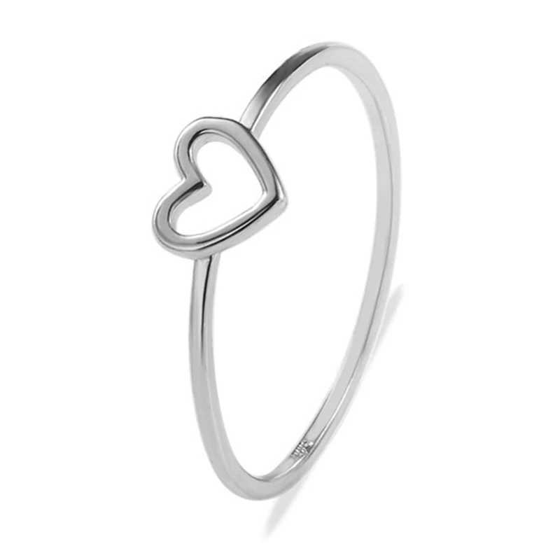 Enthusiasm Fashion Gold Silver Color Heart Shaped Wedding Ring for Woman Female Statement Engagement Party Jewelry Dropshipping W250606