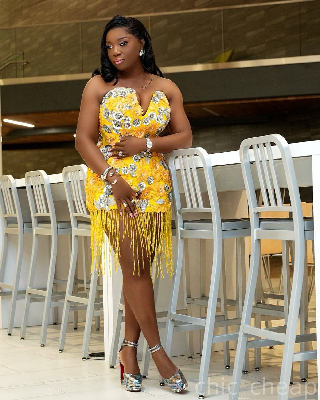 Yellow Mermaid Prom Dresses 2025 Flowers Beadings Satin Hi-Lo Evening Formal Party Second Birthday Engagement Gowns Plus Size Dress For Special Occasi