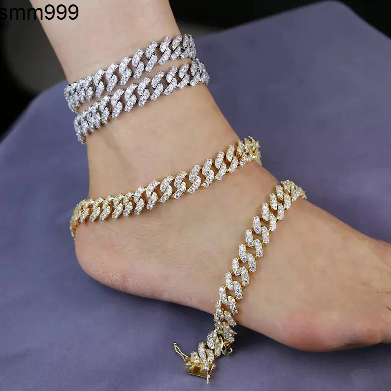 Fashion Zirconia Diamond Hip Hop Ankle Chain Foot Jewelry Cuban Link Anklets for Women Men