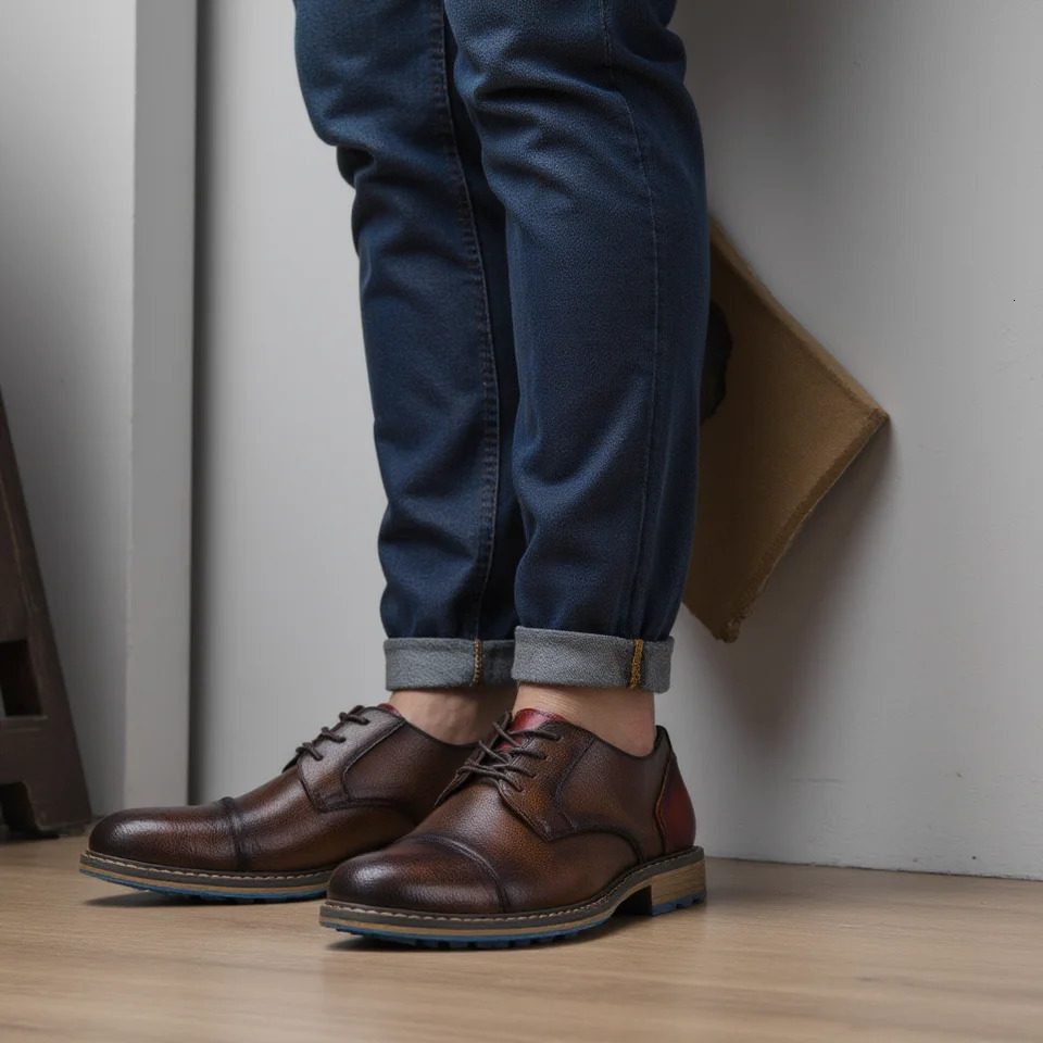 Retro Mens Derby Shoes Men Casual shoes Fashion Men Leather Shoes 250605