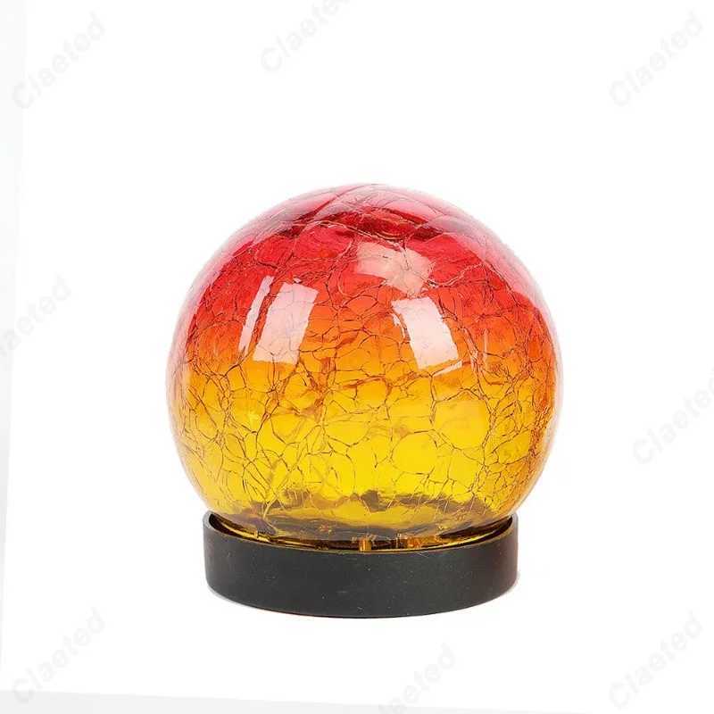 New LED Solar Gradient Red Crack Ball Light Outdoor Waterproof Courtyard Garden Lawn Decorative Atmosphere Lighting W250607
