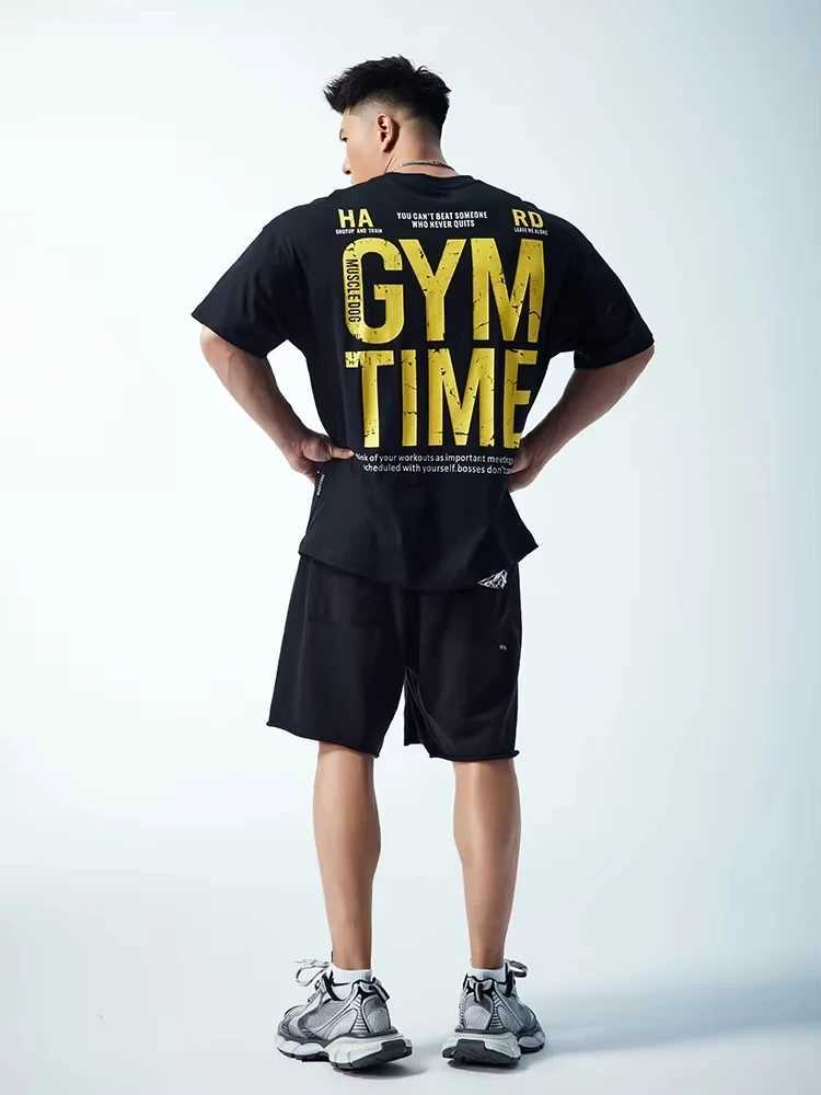 Muscle Dog Short Sleeve Mens Trend Summer American Print Loose Training Wear Athleisure Short Sleeve T-Shirt Harajuku X250607