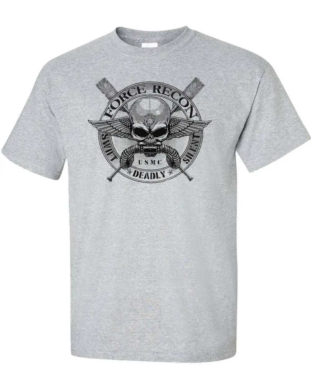 Cheavyweight Streetwear US Marine Corps Force Recon Military New Short Sleeve Casual 00% Cotton O-Neck Summer Mens T-shirt W250607