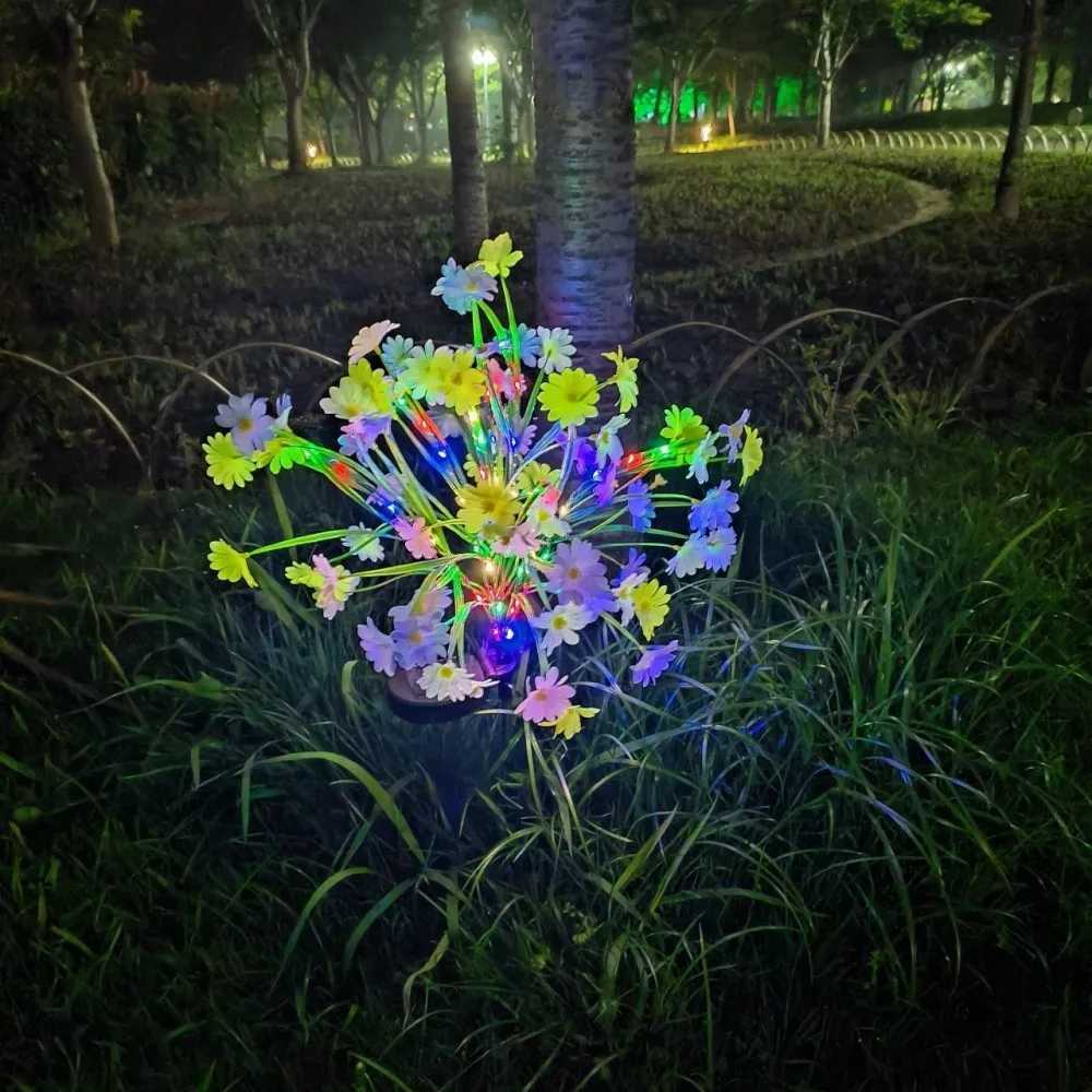 1PC 7Head Solar Powered Small Wild Chrysanthemum Ground Plug-in Lamp Used for Courtyard Garden Lawn Outdoor Camping Decoration W250607