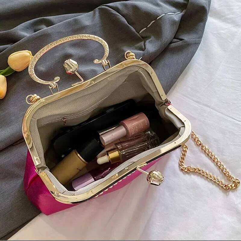 2024 Women Gold Green Chain Messenger PU Leather Shoulder Bags Shell Clip Designer Handbag And Purse Wedding Clutch
