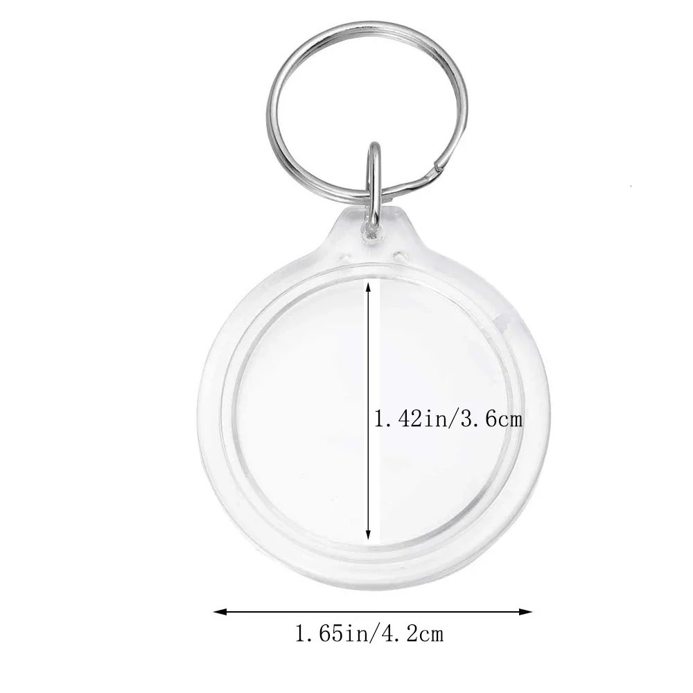 30Pcs Circle Acrylic Po Frame Keychain Snap-In Custom Insert Po Acrylic Blank Picture Keyring for DIY Projects 250606