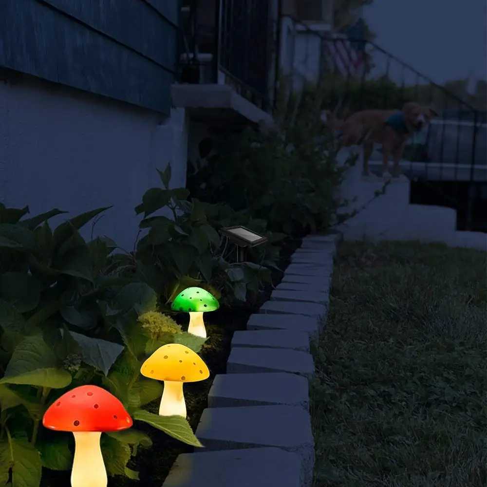 8 Modes Outdoor Solar Pathway Lights Smart Sensor LED Cute Mushroom Lamp Waterproof Patio Yard Backyard Lawn Garden DecorationsXJ250606