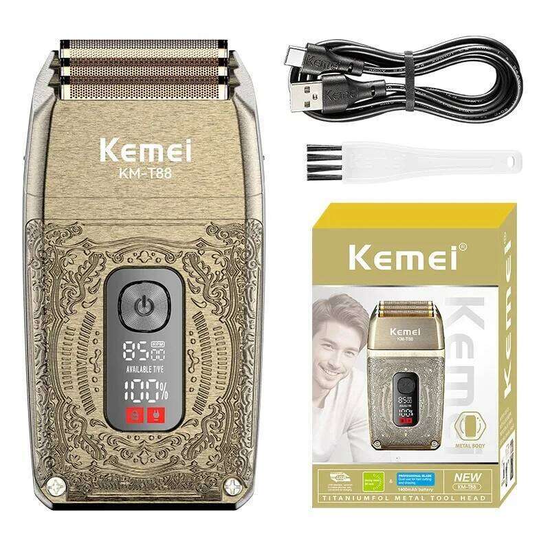 Kemei Electric Triple Blades Razor Rechargeable Barber Foil Shavers Professional Cordless Bald Head Shaving Hine Men 8500Rpm