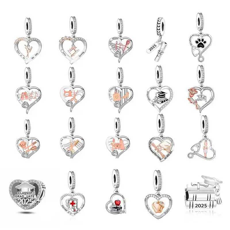 Fit Original Pan Charm Bracelet 925 Silver 2025 Class of Graduate You A Hpy Graduation Bead For Making Berloque New XJ250607